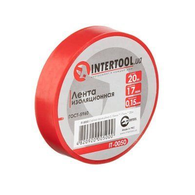 Стрічка ізоляційна, 17 мм * 20 м&nbsp;*&nbsp;0.15 мм, червона INTERTOOL IT-0050 IT-0050 фото