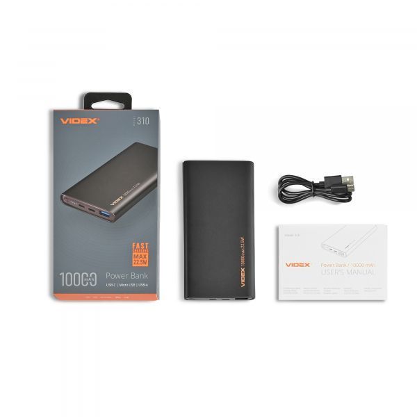 Павербанк 10000mAh VIDEX VPB-310 22.5W Black VPB-310-B фото