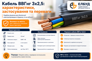 Кабель ВВГнг 3х2,5: характеристики, застосування та переваги фото