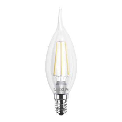 Світлод. LED лампа MAXUS свічка на вітрі (филамент) C37 FM-T 4W яскраве світло 220V E14 (1-LED-540-01) 1-LED-540-01 фото