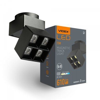 Світильник МАГНІТНИЙ трековий VIDEX LE24B 7.5W 4000K 48V Black VL-TRMS-LE24B фото