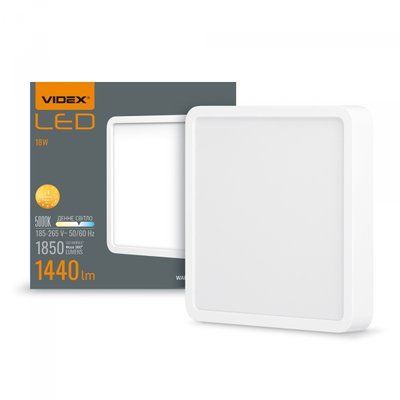 LED Світильник накладний квадрат VIDEX 18W 5000K White VL-DLSS-185 фото